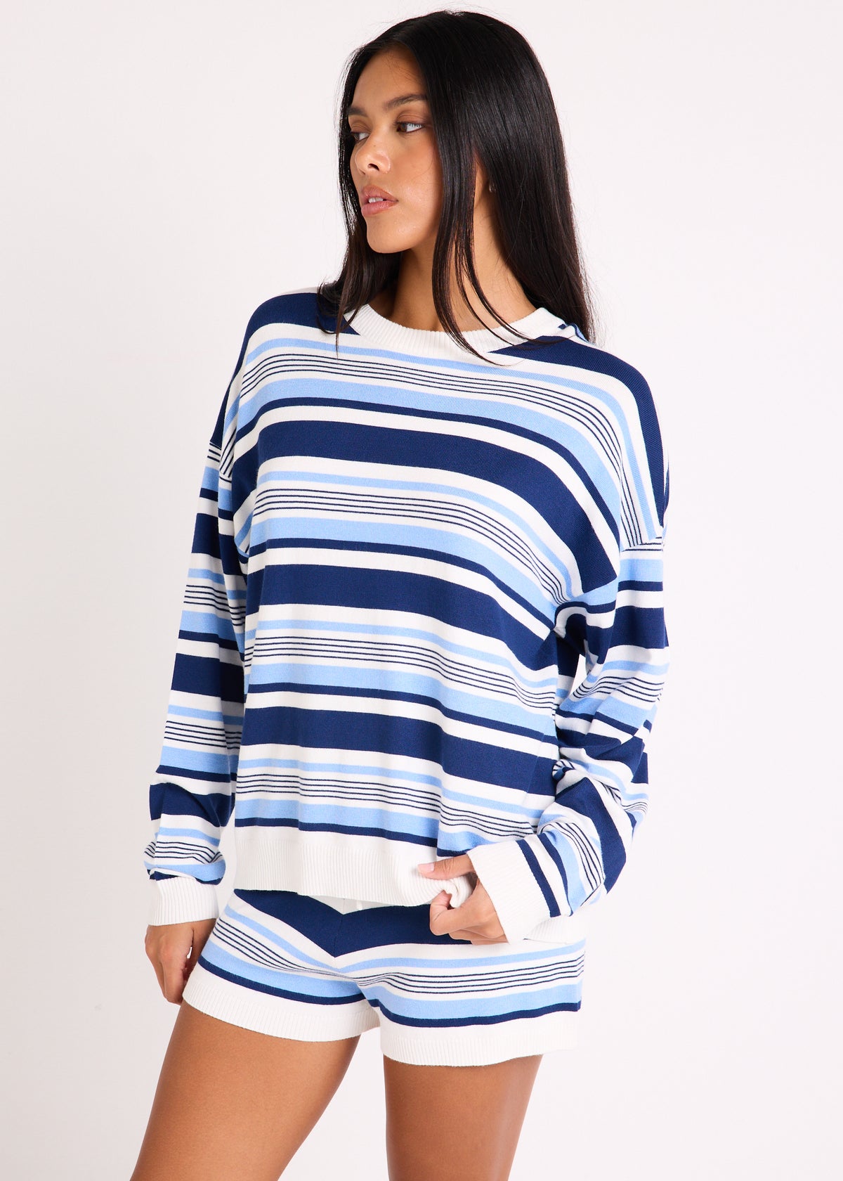 Chiara Stripes Knit Shorts BLUE STRIPE