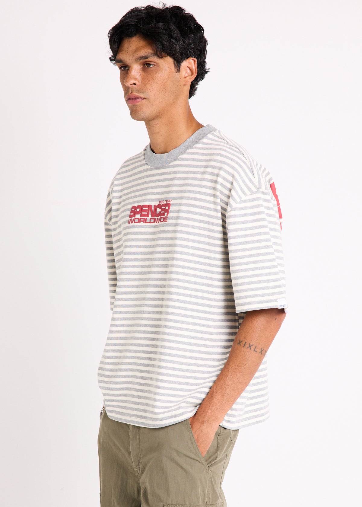 Minor  Stripe Short Sleeve T-Shirt GREY