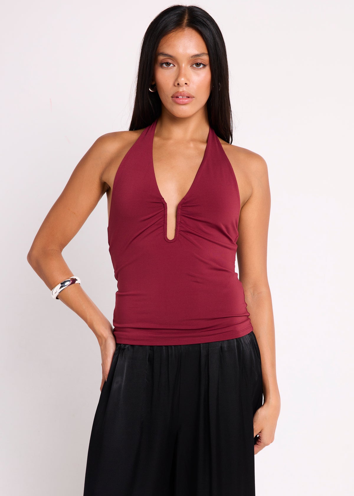 Eden Plunge Halter Top WINE