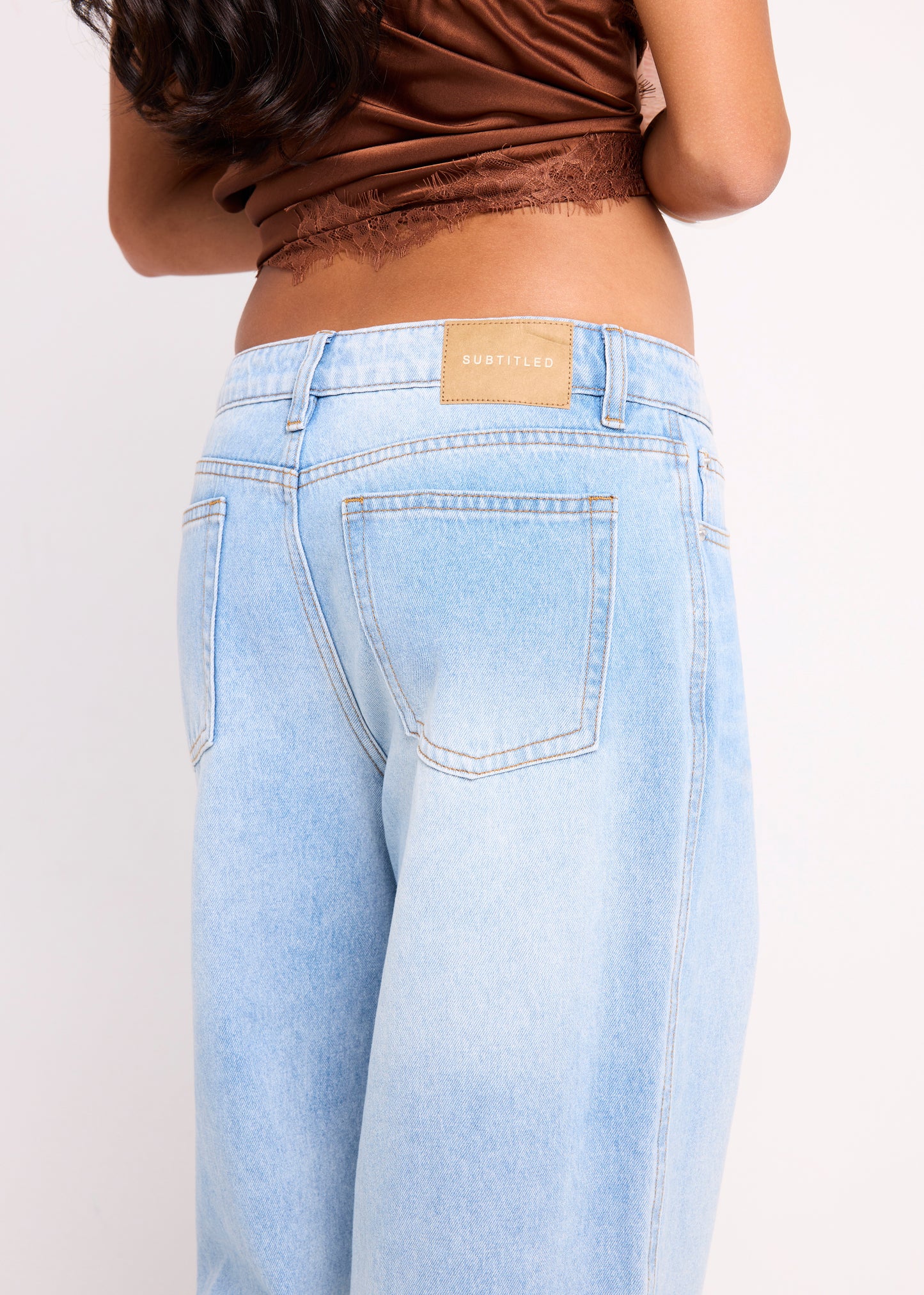 Fez Wide Leg Flare Denim Pants