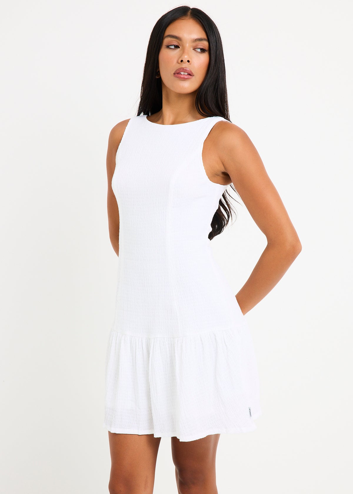 Focus June Seersucker Mini Dress WHITE