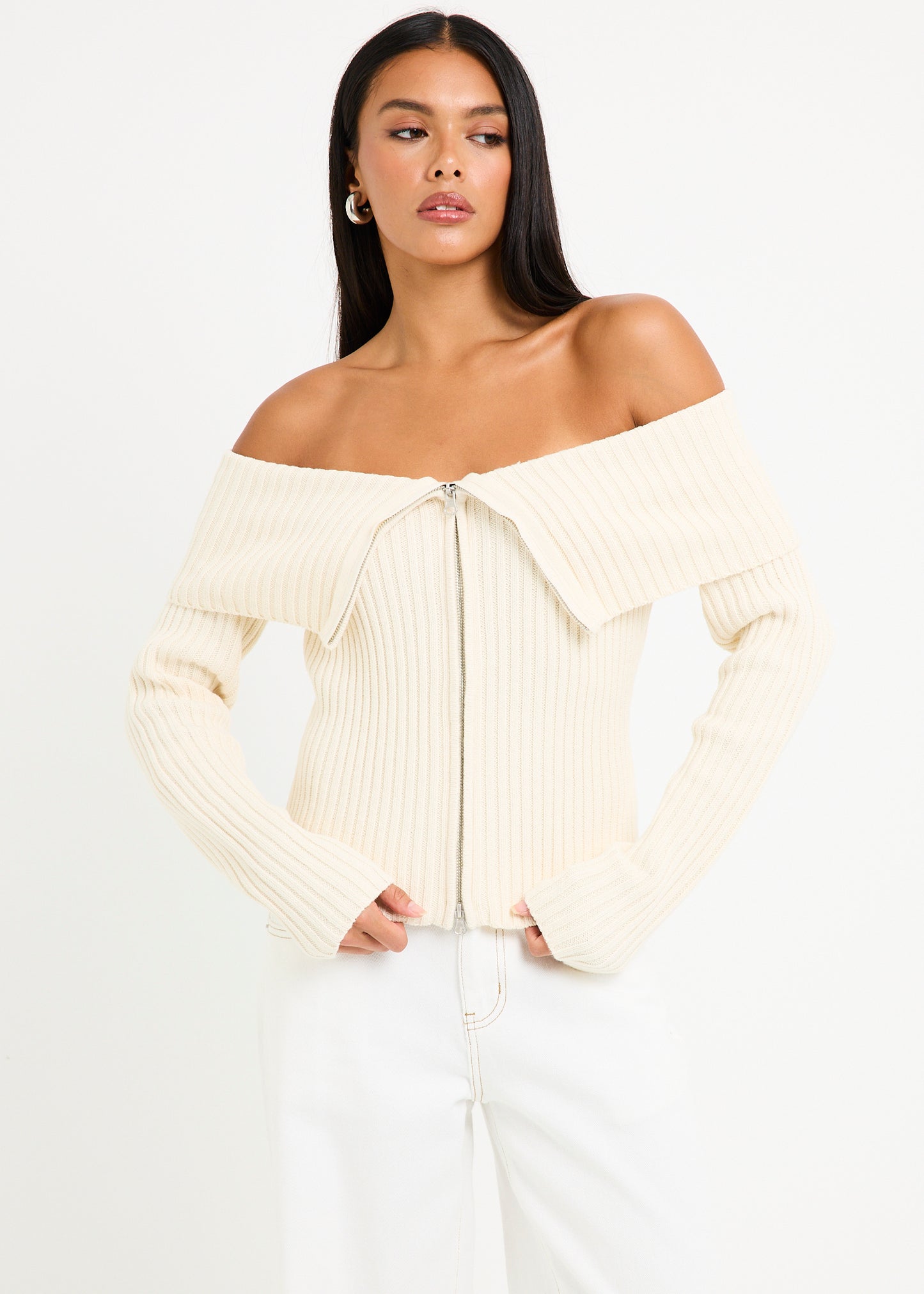 Paloma Zip Off Shoulder Top