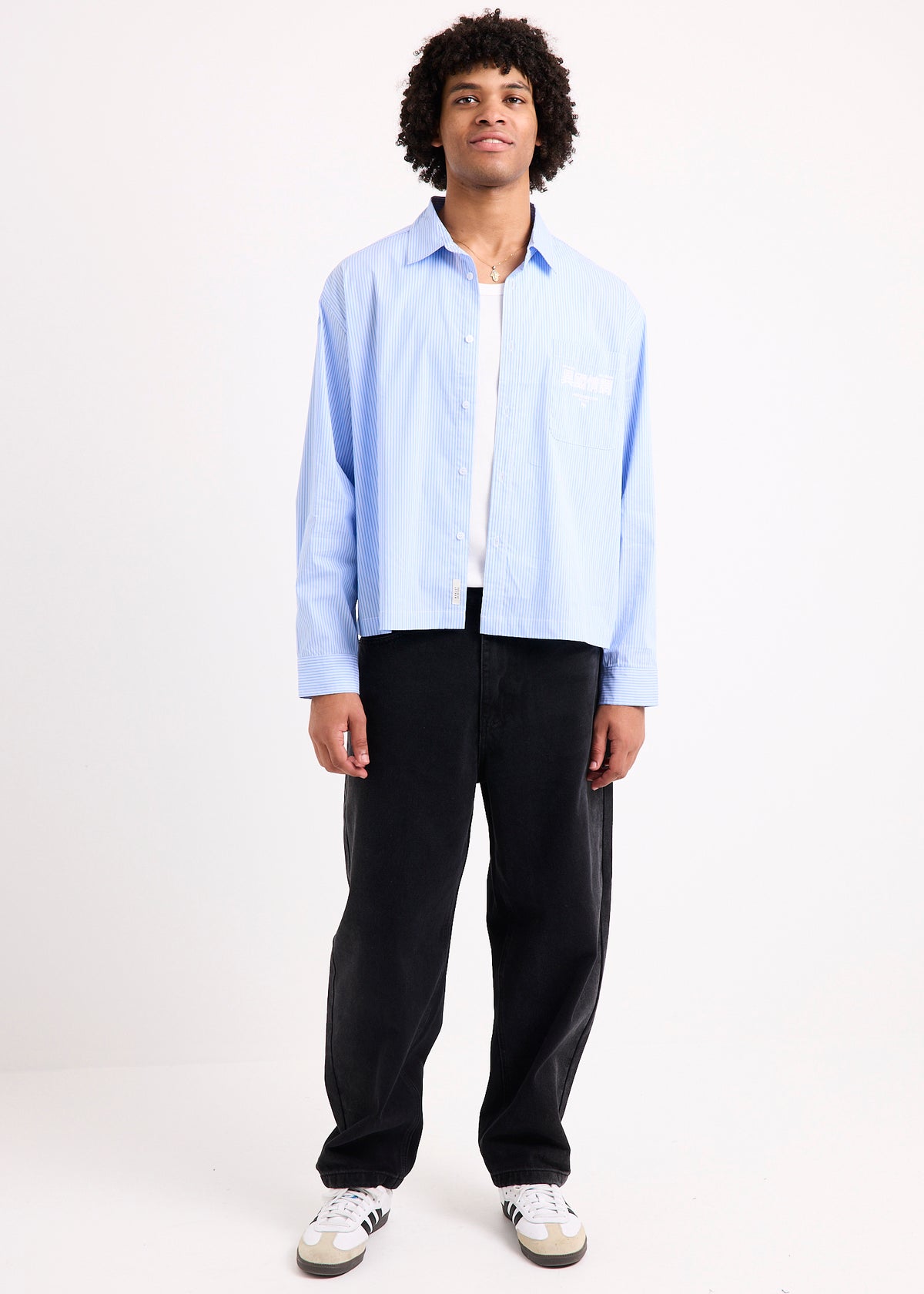 Honolulu Cropped Long Sleeve Shirt BLUE