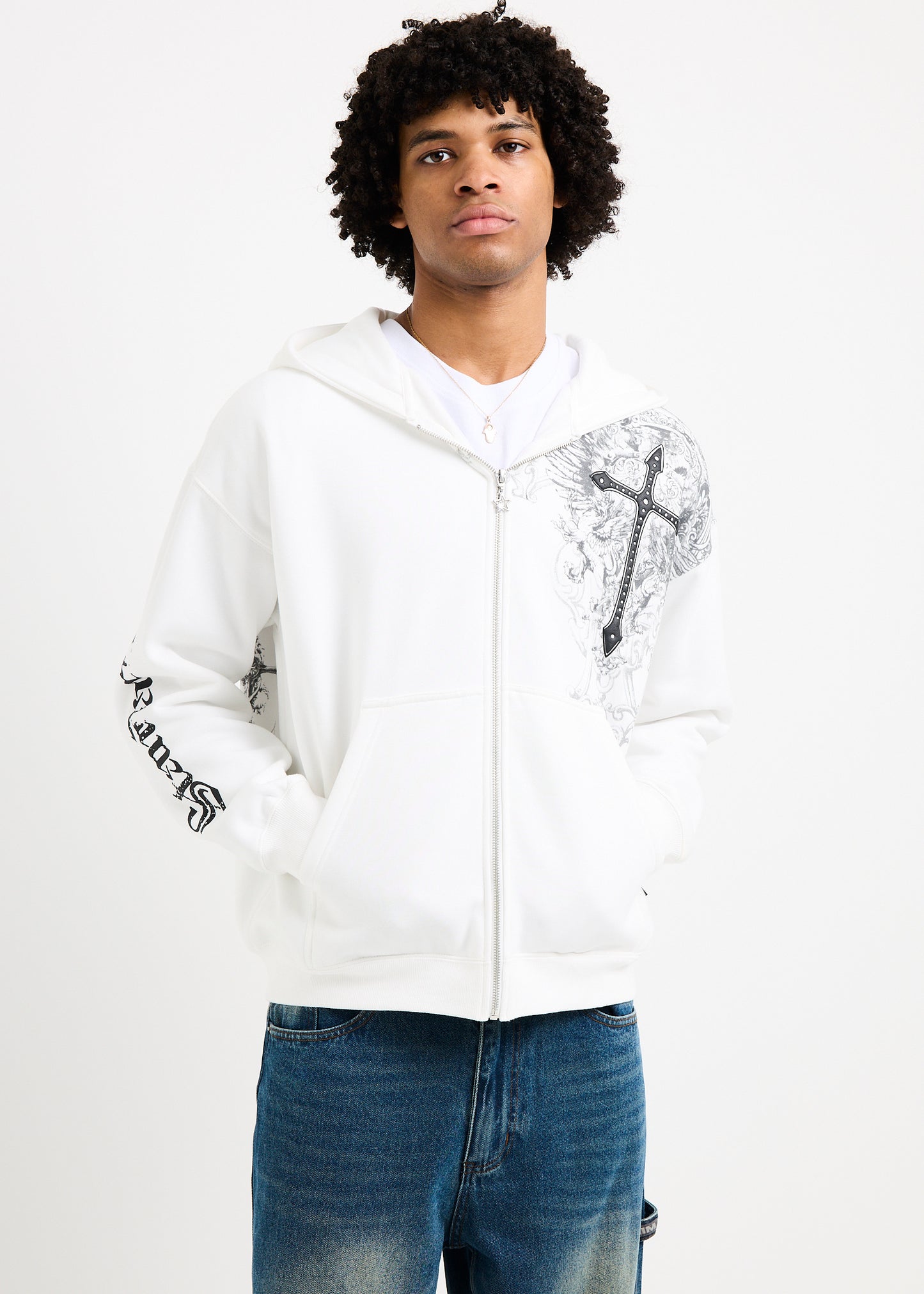 Crucifix Zip Hoodie