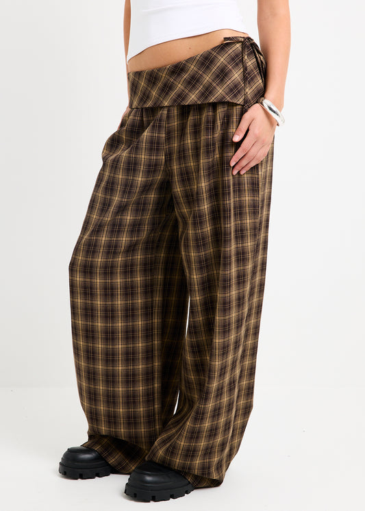 Martha Fold Over Check Pants CHECK