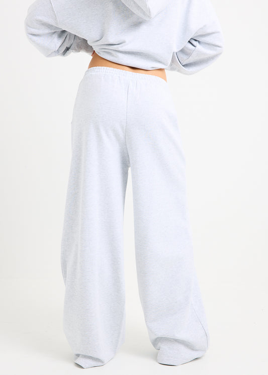 NYC Wide Leg Embroidered Pants LIGHT GREY MARLE