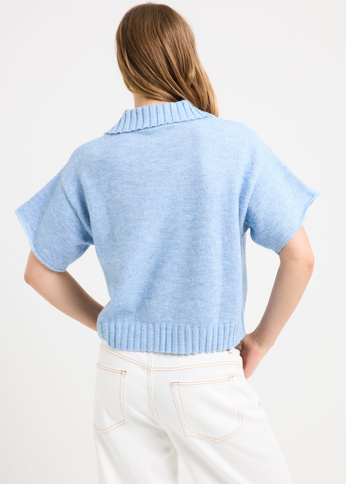Sofia Asymm Knit Cardi BLUE