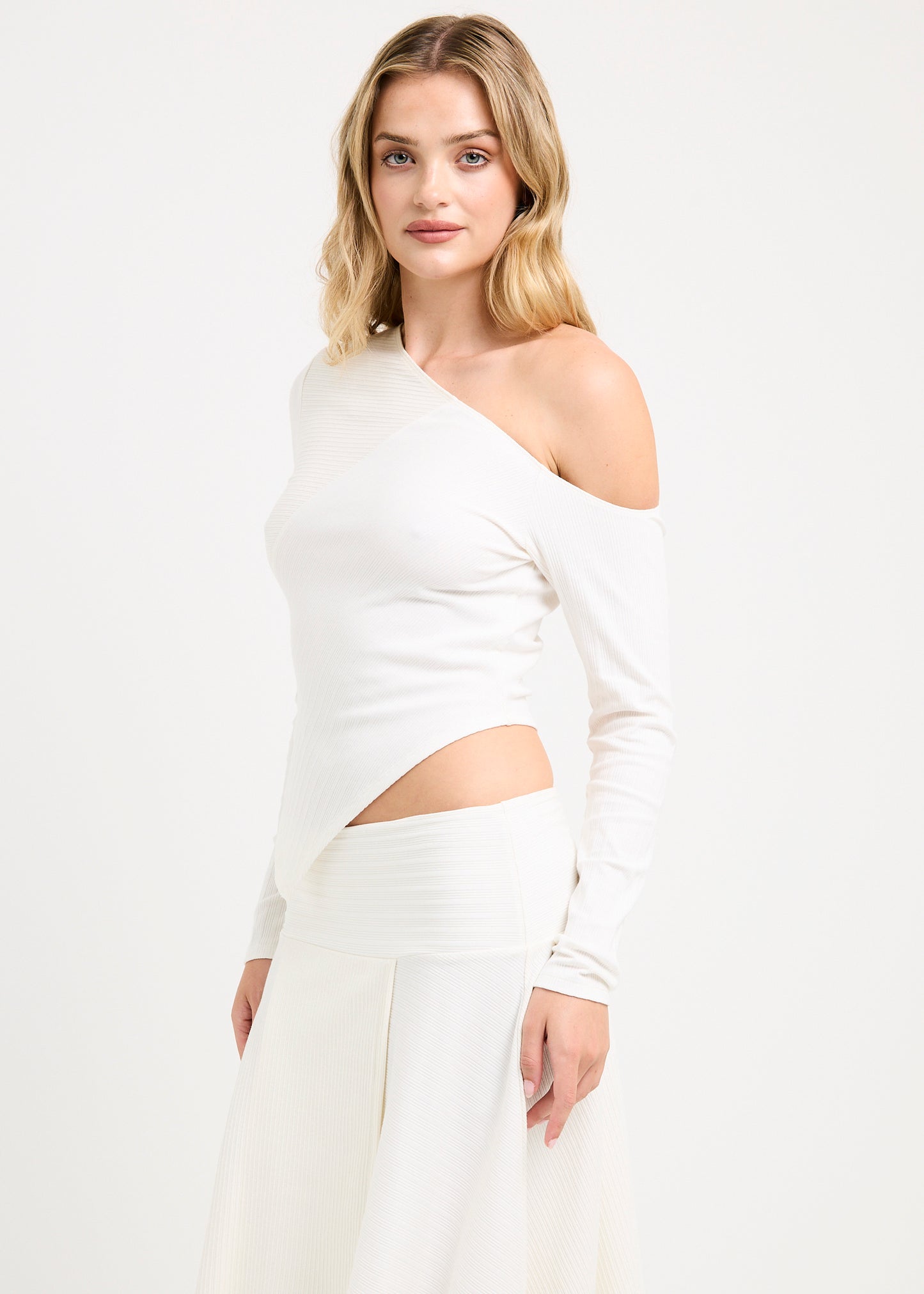 Ashley Ribbed Assymetrical Top