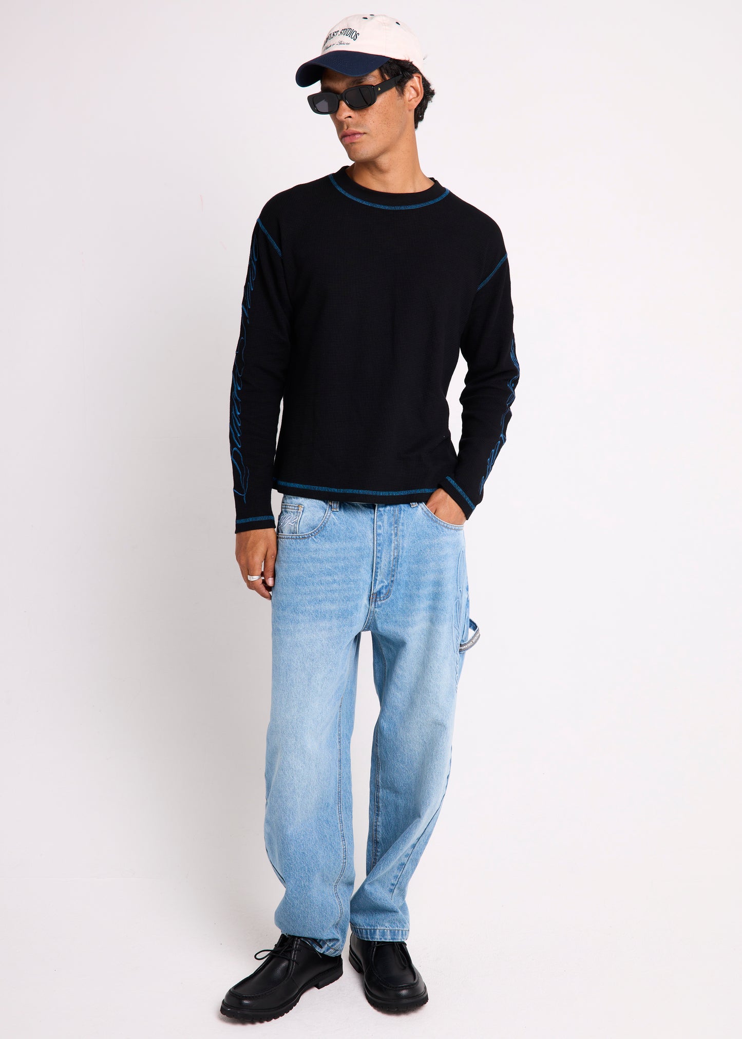 Script Long Sleeve Waffle Shirt