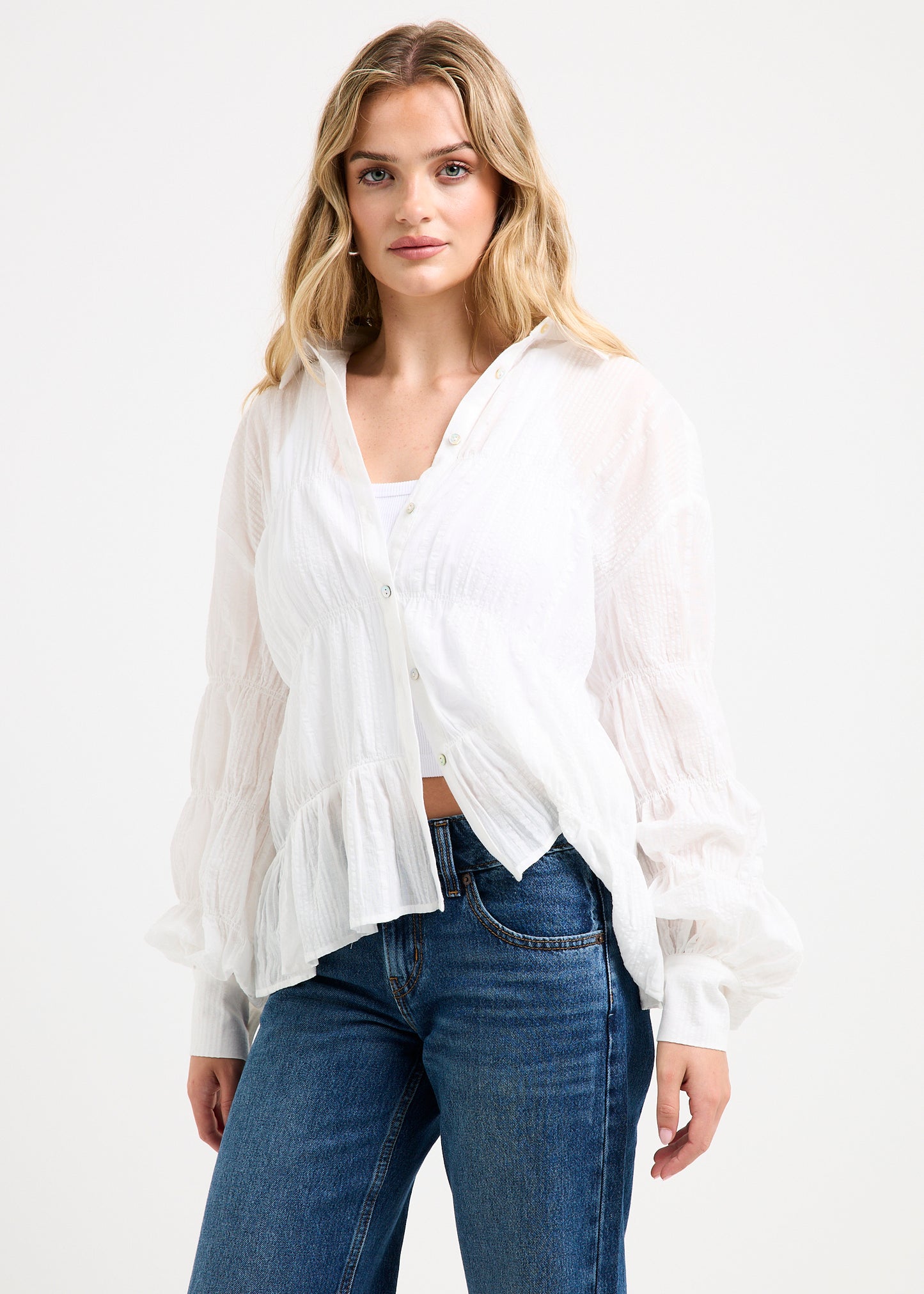 Chicago Shirred Long Sleeve Shirt
