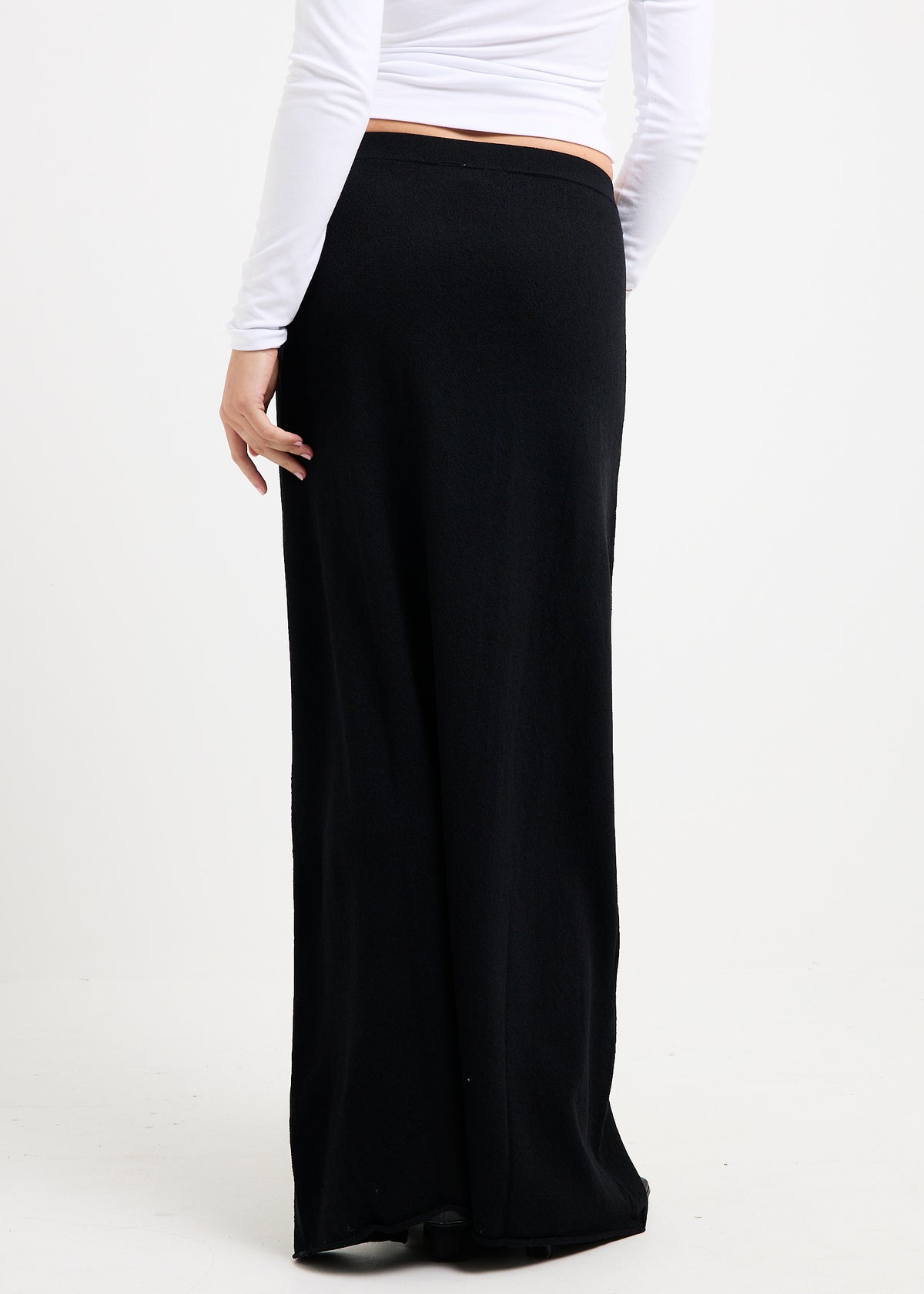 Imola Belted Knit Maxi Skirt OFF BLACK
