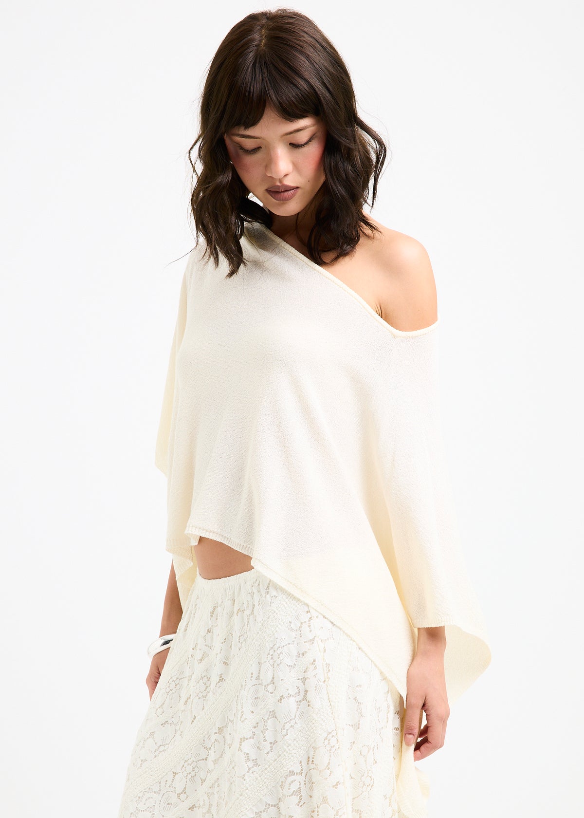 Alma Knit Poncho IVORY