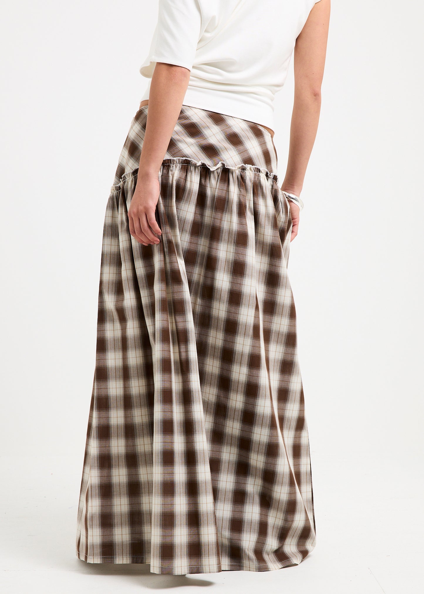 Dakota Gingham Yoke  Maxi Skirt