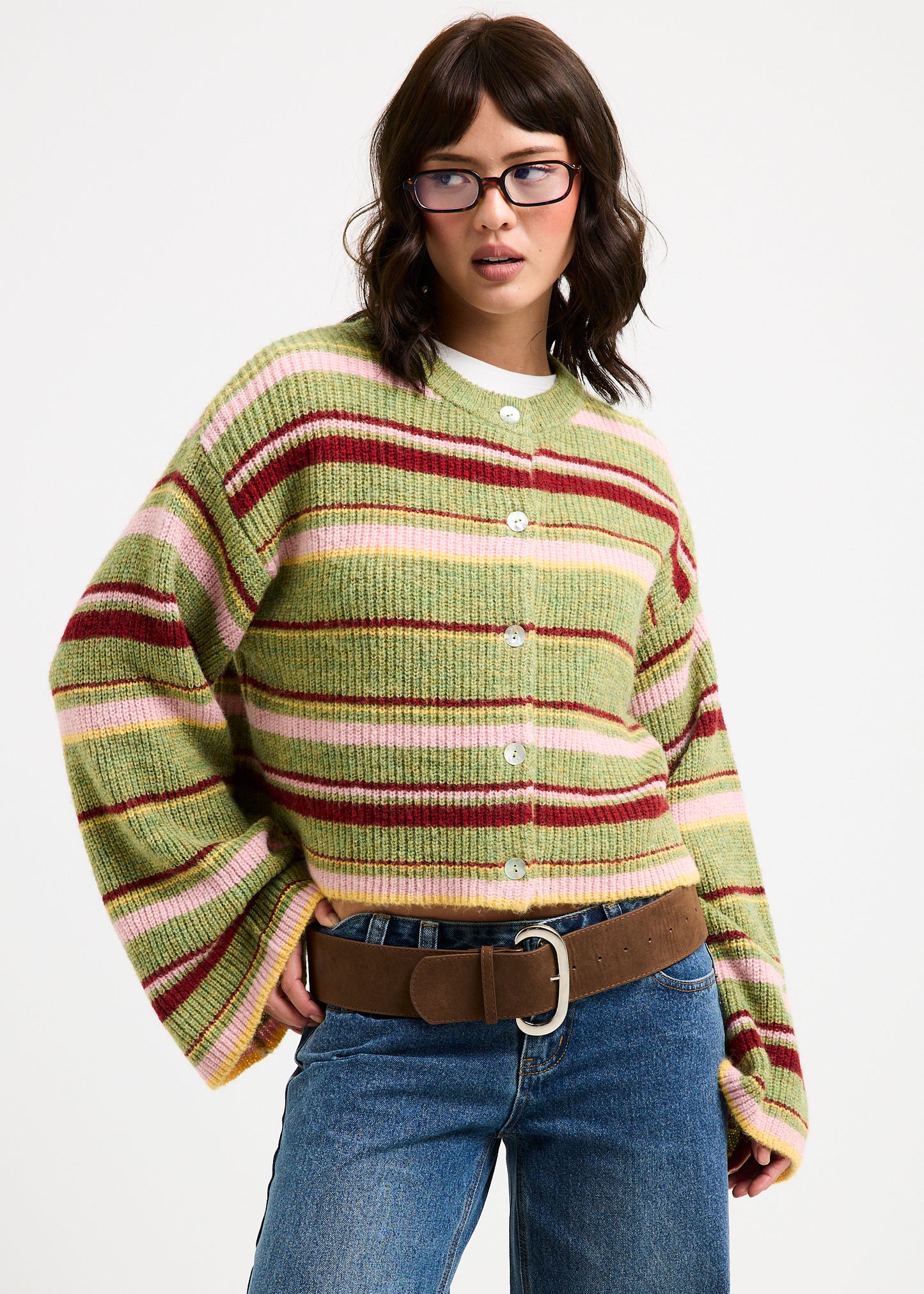 Regina Eyelash Knit Oversized Stripe Cardigan