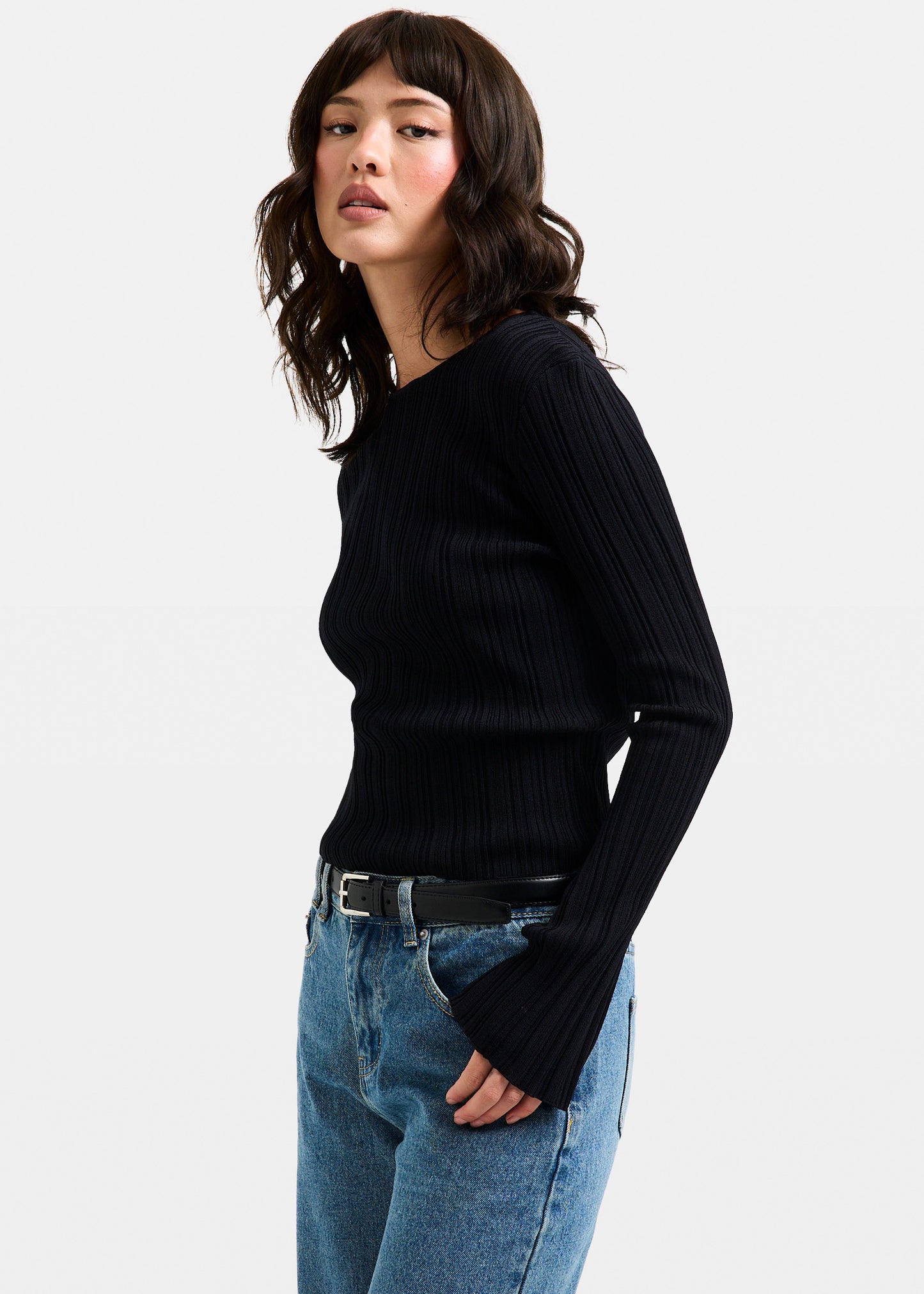 Holland Boat Neck Long Sleeve Knit Top