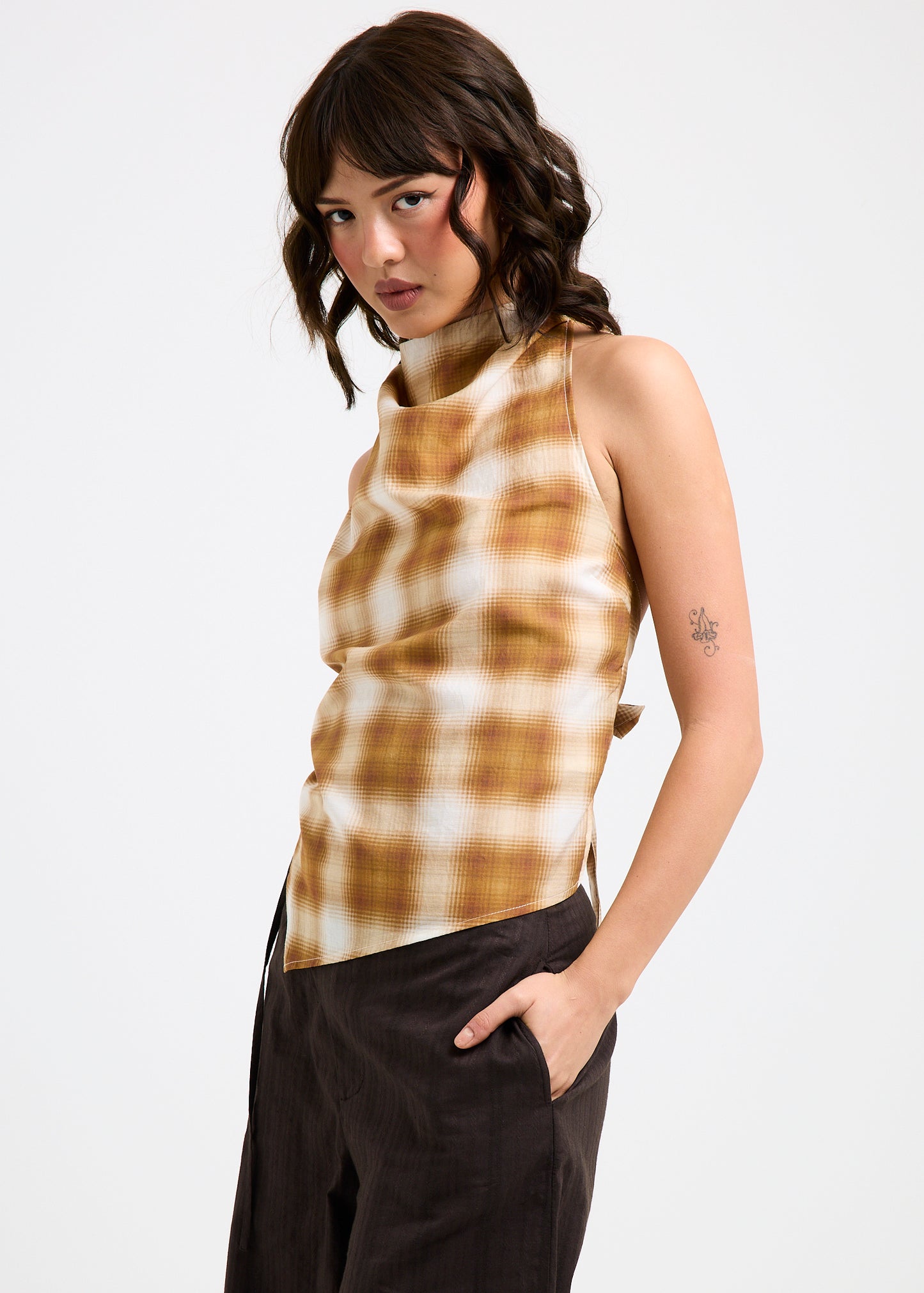 Alyssa Plaid Halter Top