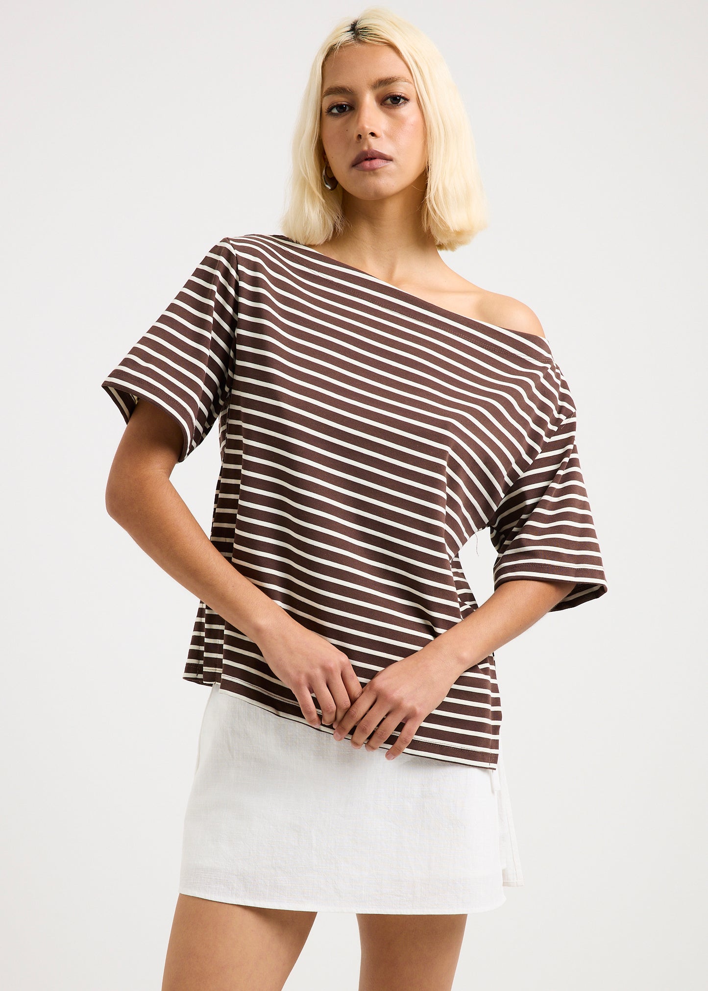 Amber Asymmetric Stripe Top