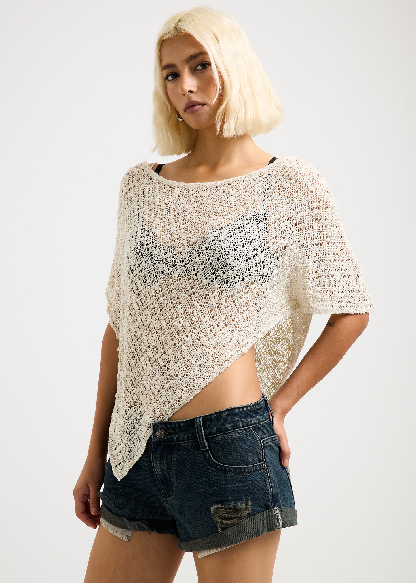 Faye Open Knit Poncho