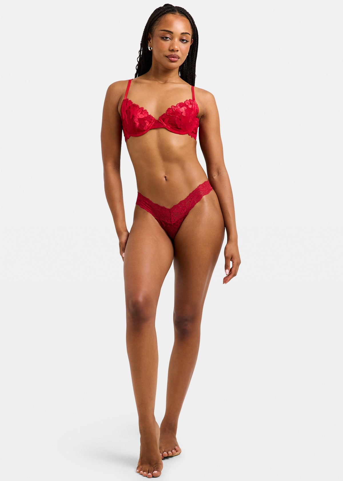 Ebba Embroidery Mesh Underwire RED
