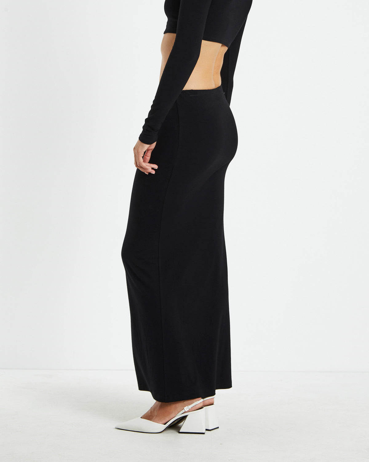 Polly Slinky Hipster Skirt Black BLACK