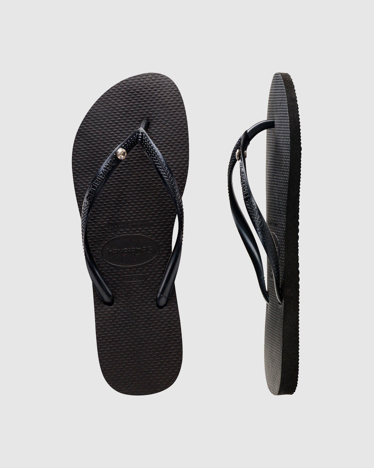 Slim Crystal Thongs BLACK