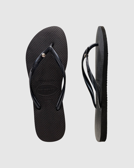 Slim Crystal Thongs BLACK