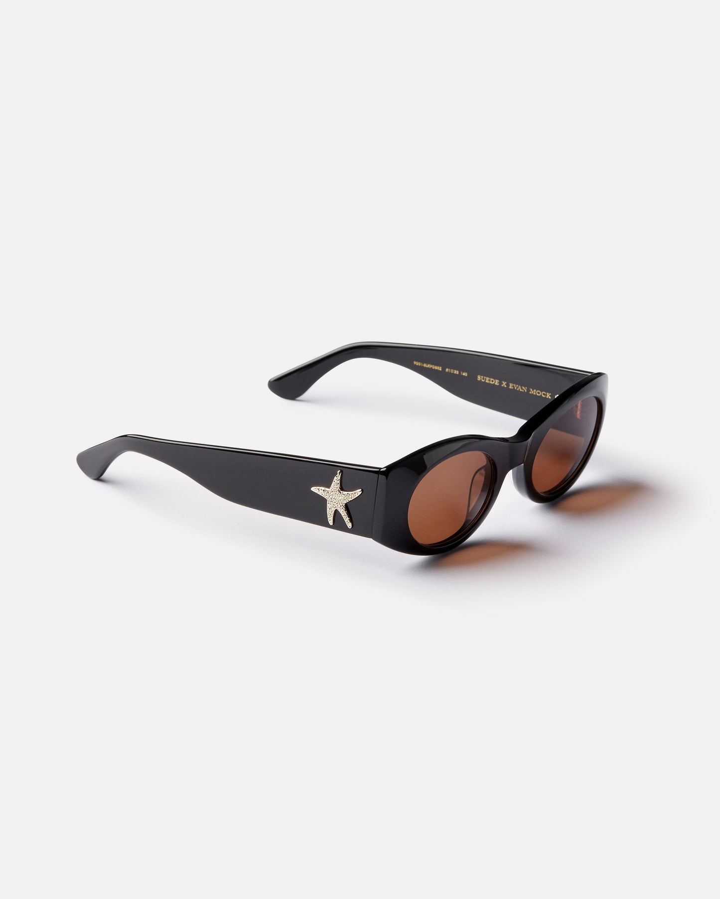Evan Mock X Suede Sunglasses in Black Polished/Bronze Amber