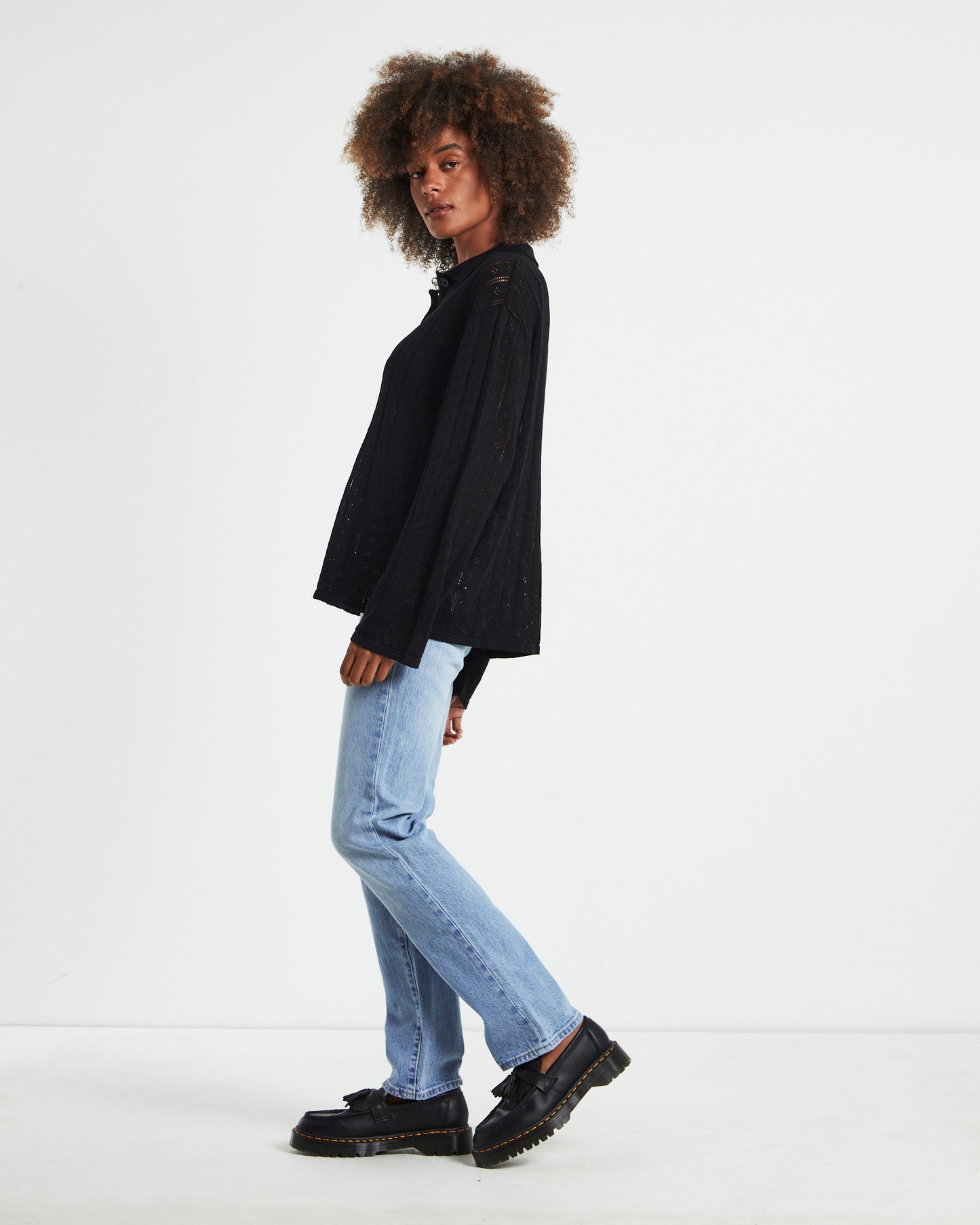 Milan Knit Long Sleeve Shirt Black