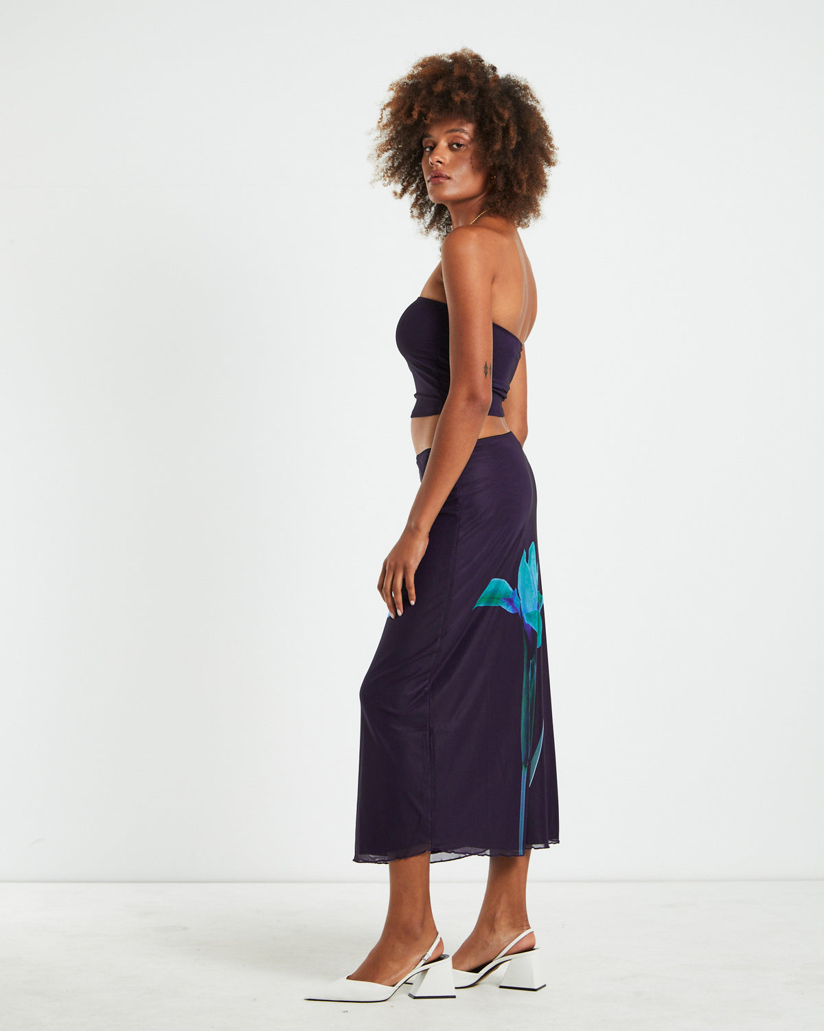 Shae Strapless Top Placement Flower Navy NAVY