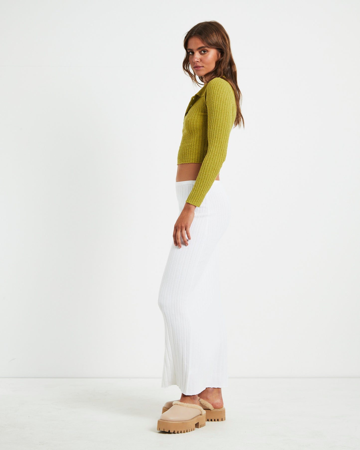 Tori Textured Button Top Moss