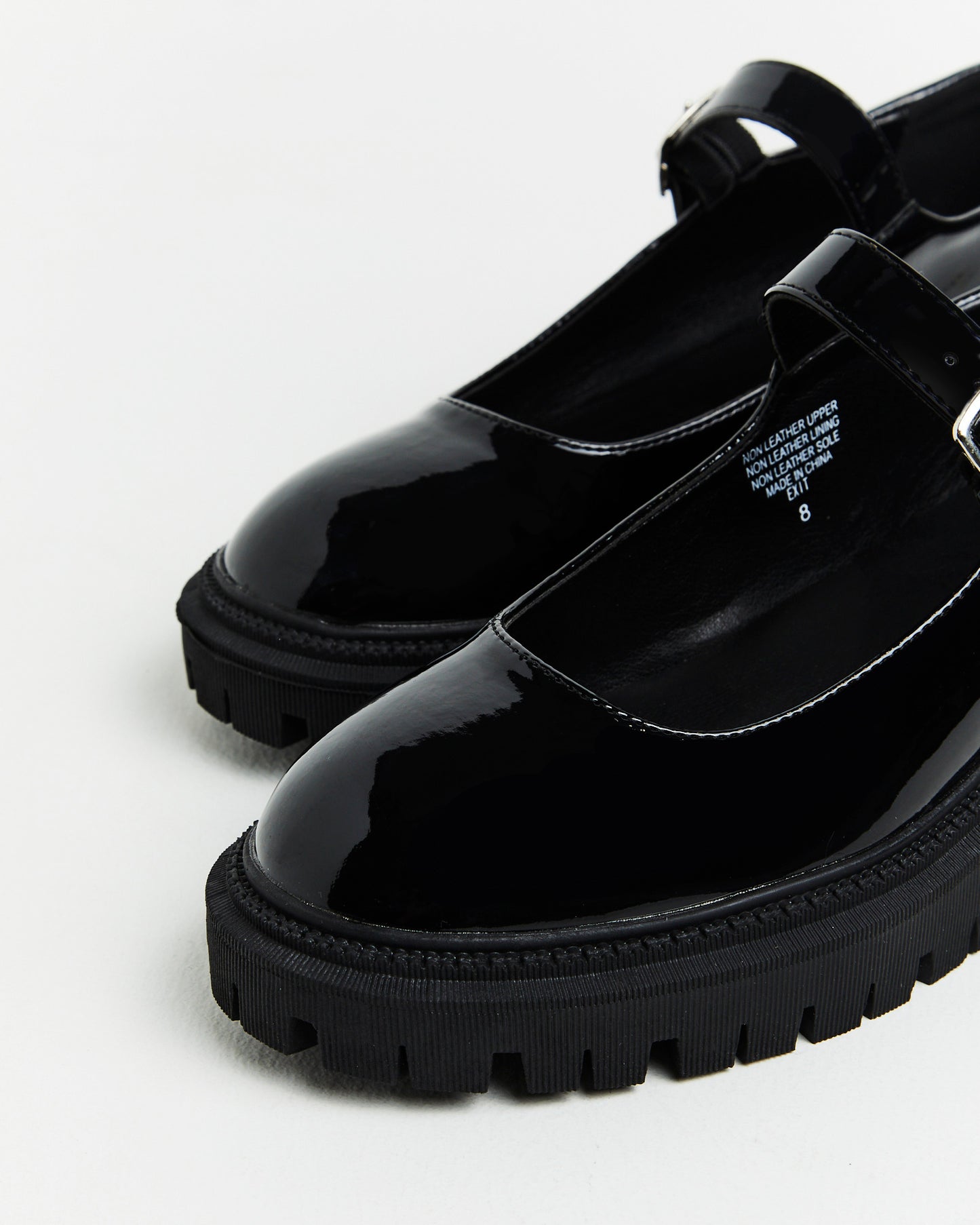 Exit Patent PU Mary Jane Loafers in Black