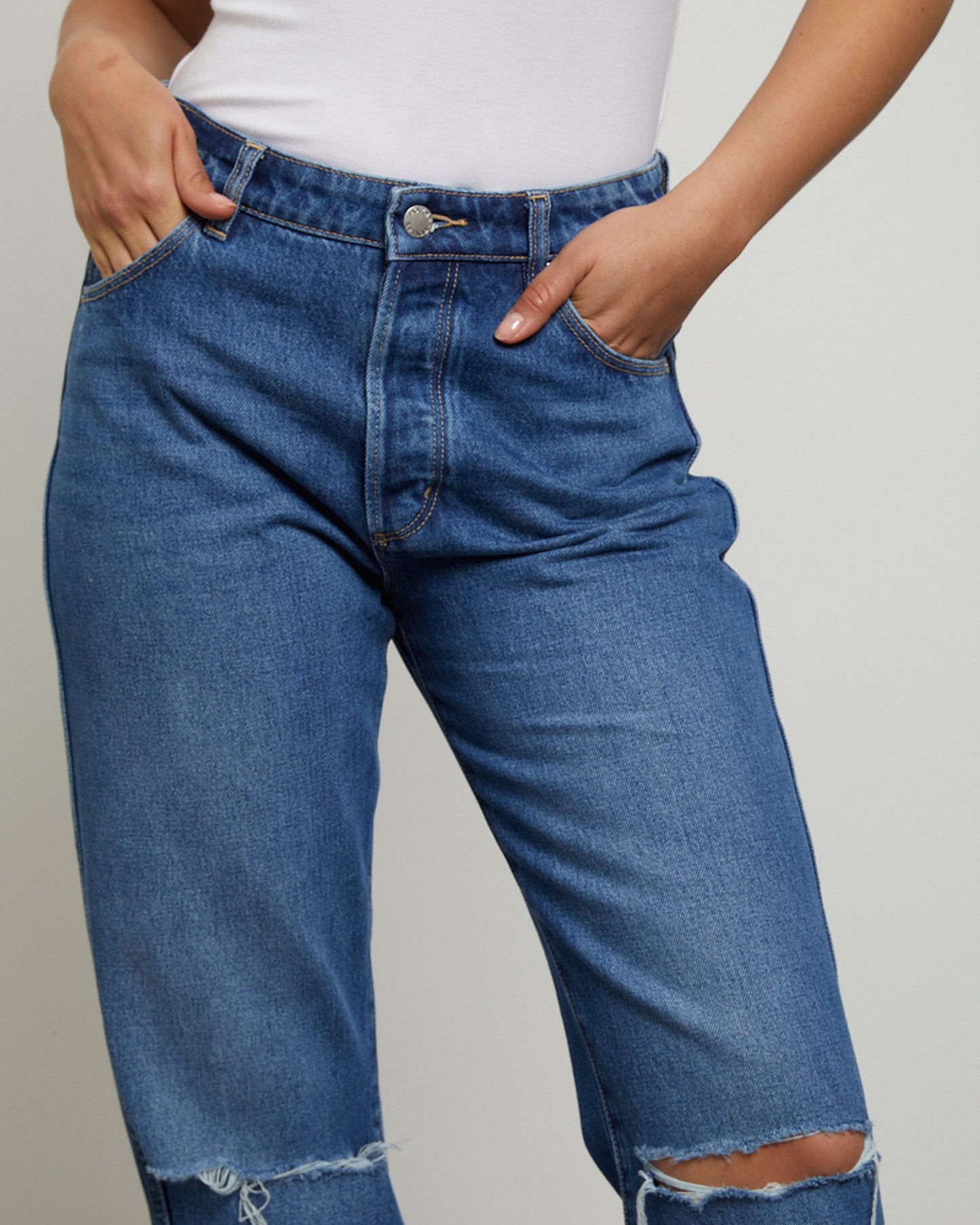 Classic Straight Ankle Denim Jeans Linda