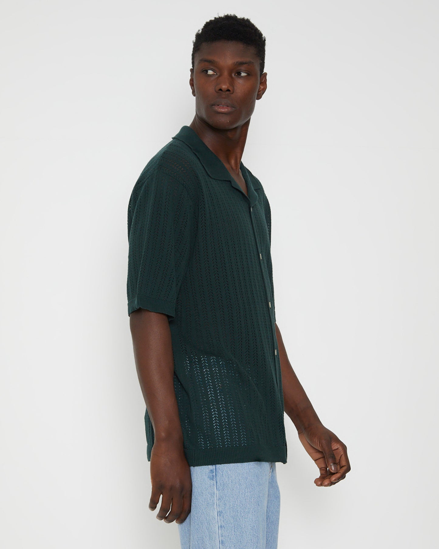 Bowler Knit Short Sleeve Shirt in Thyme Green