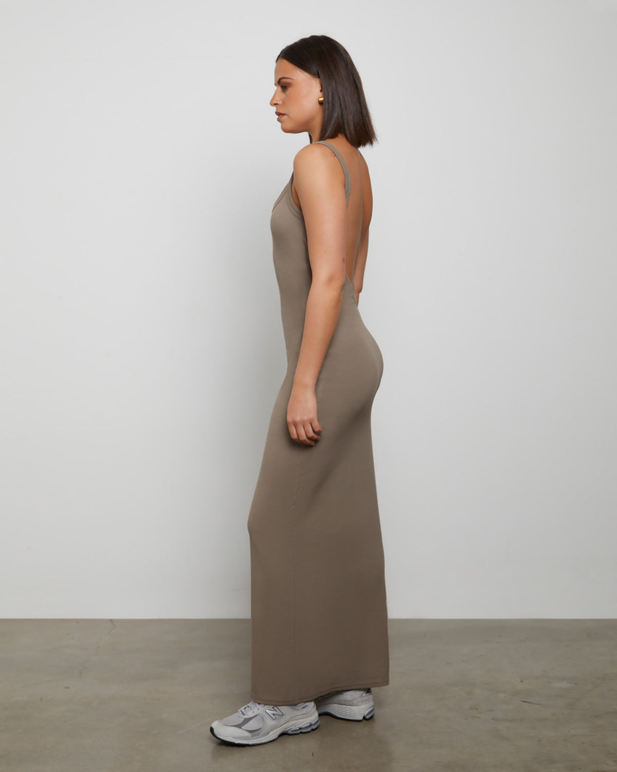 Backless Midi Dress in Brown BROWN