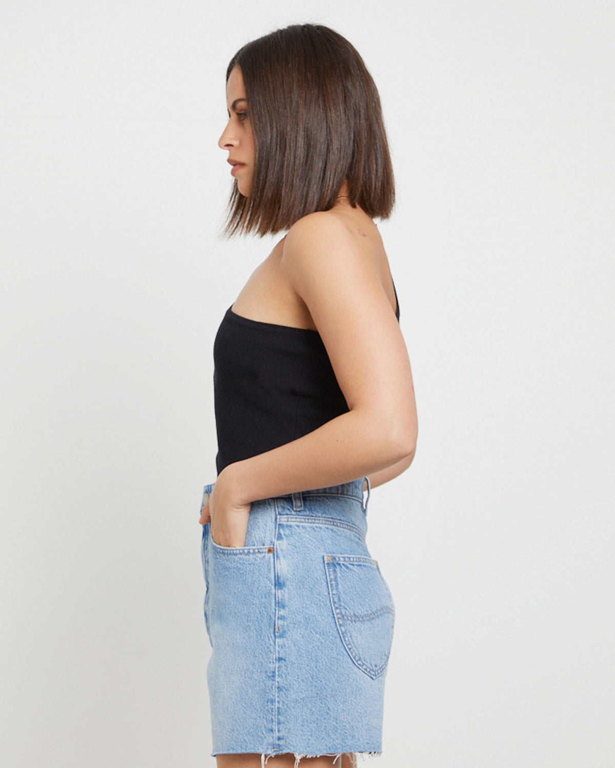 High Relaxed Denim Shorts in Risk DENIM