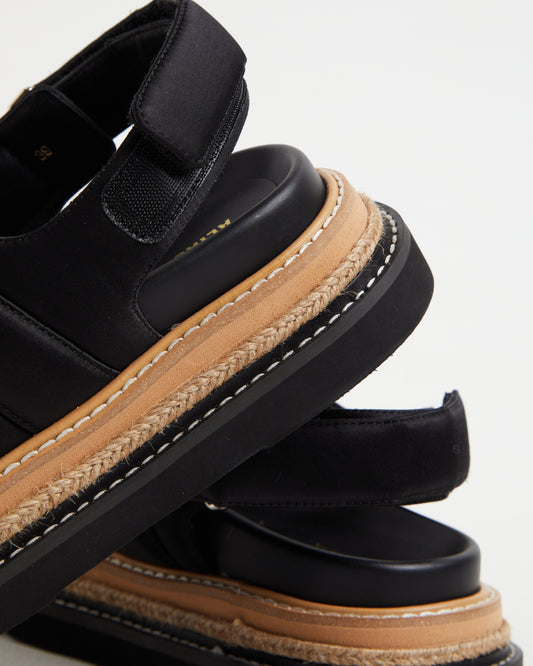 Veda Black Sandals in Satin Black BLACK