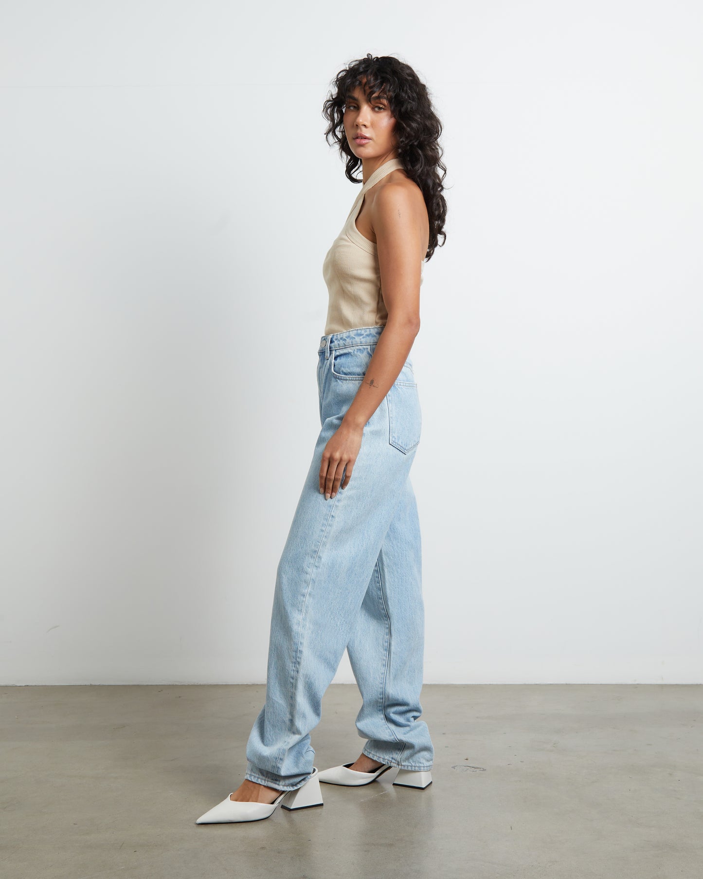 Frenchie Halter Top in Bleached Sand