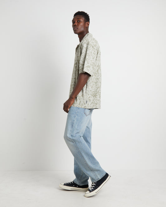 Bouquet Short Sleeve Shirt in Olive Floral Green GREEN