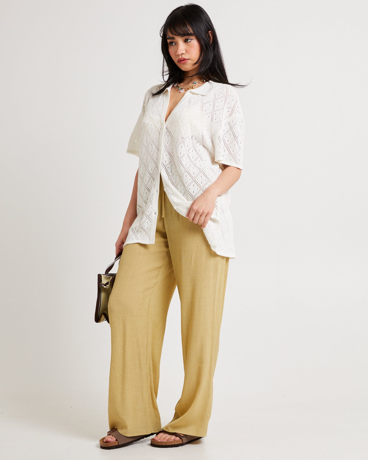 Lexi Crochet Shirt White