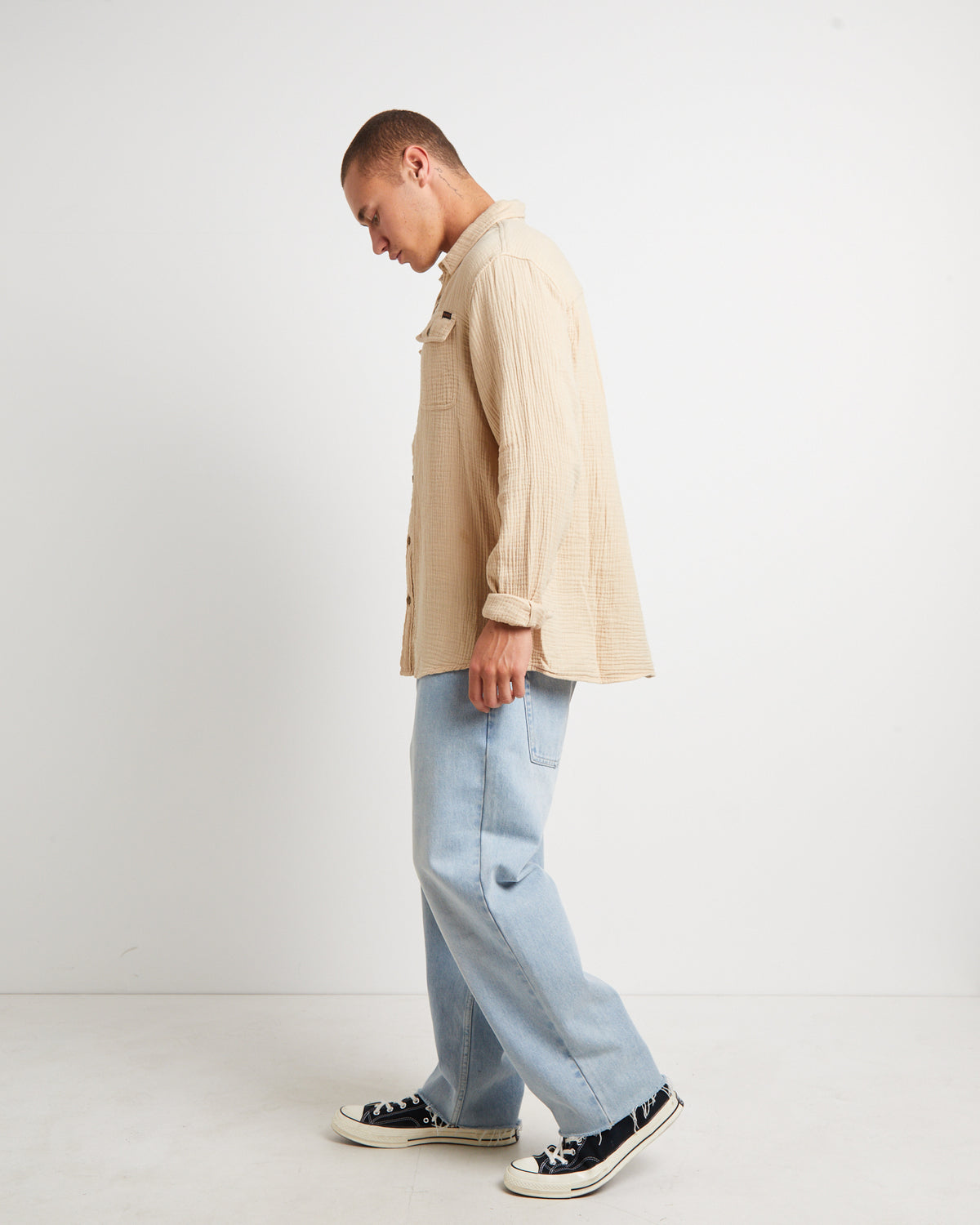 Parallels Long Sleeve Shirt in Driftwood Natural NATURAL