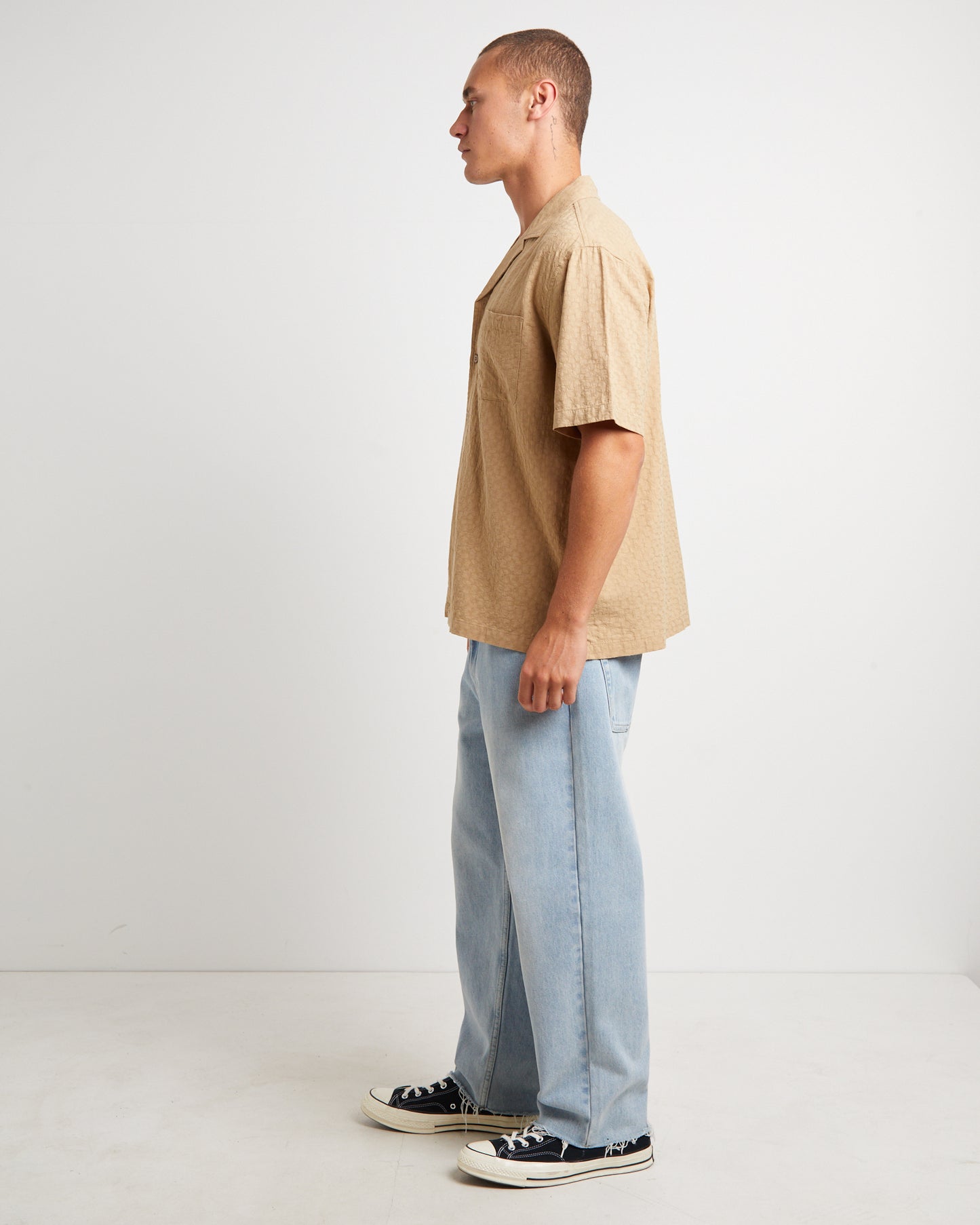 Double Wish Short Sleeve Resort Shirt in Tan