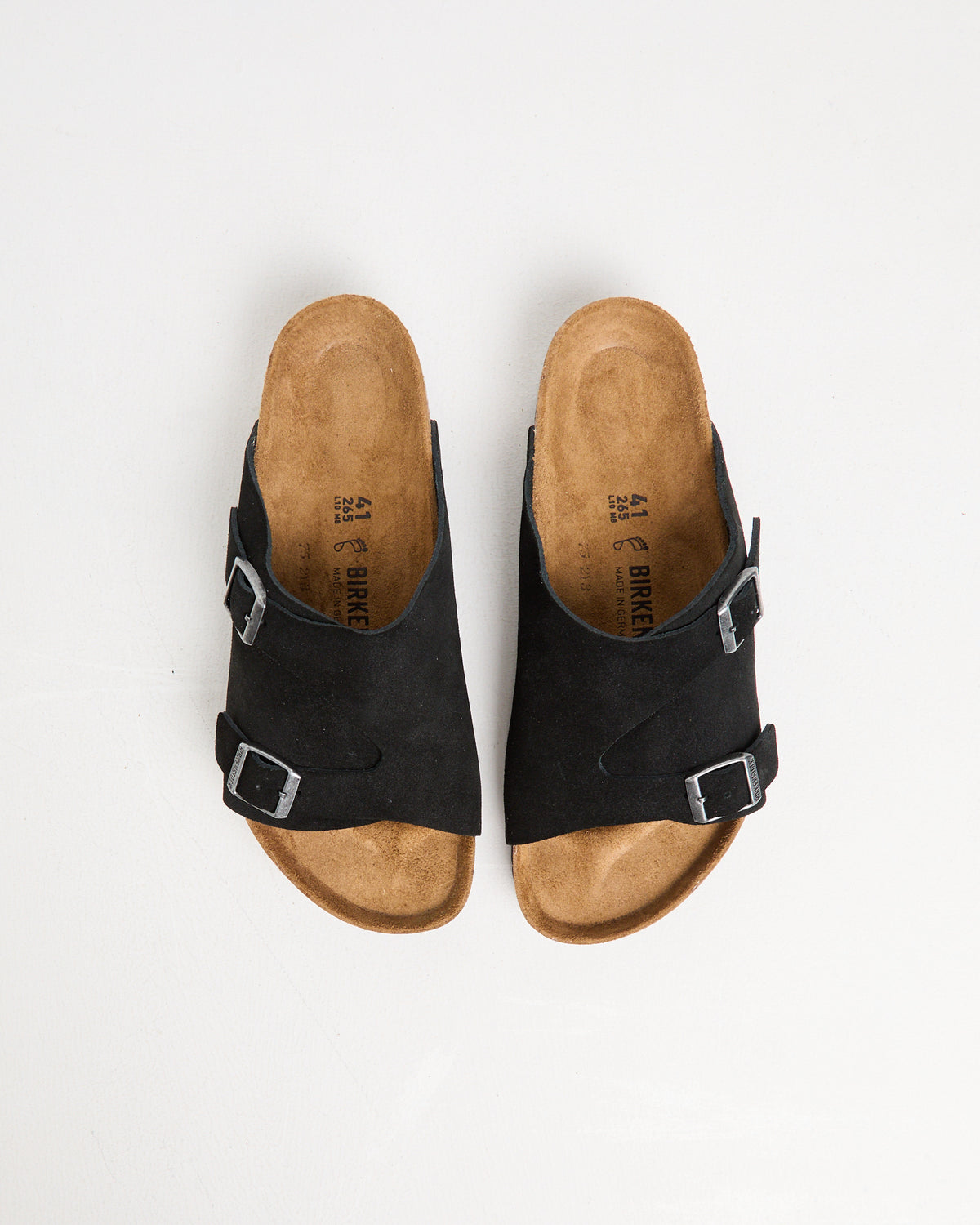 Zurich Regular Suede Leather Sandals in Black BLACK