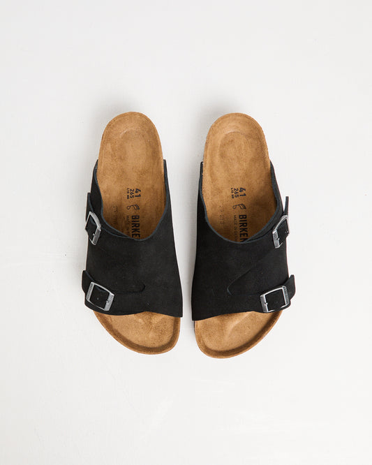 Zurich Regular Suede Leather Sandals in Black BLACK