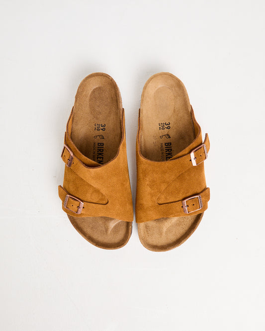 Zurich Regular Leather Suede Sandals in Mink MINK