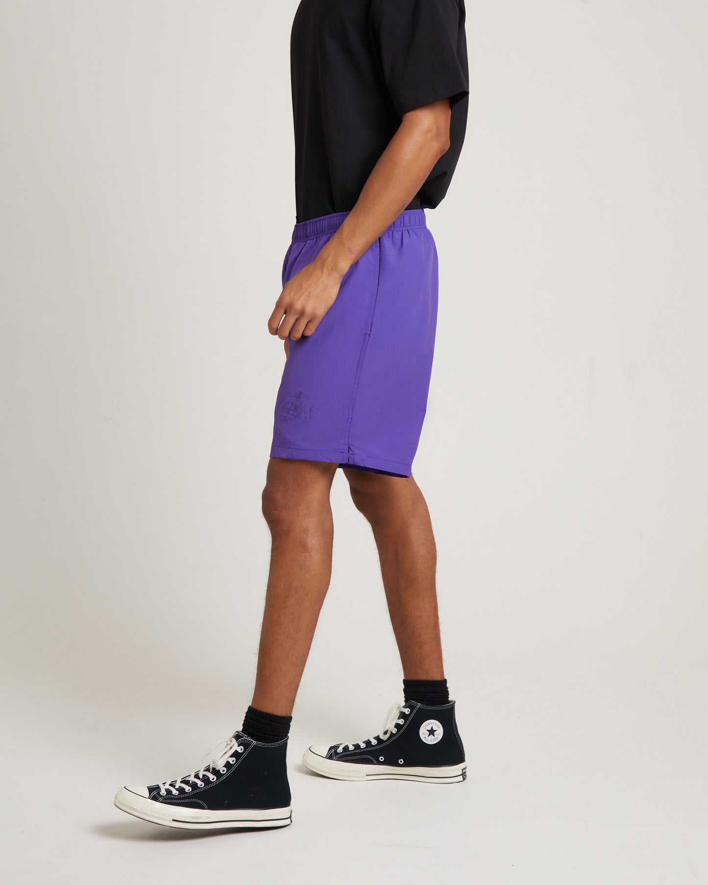 Stussy Big Stock Nylon Shorts in Purple