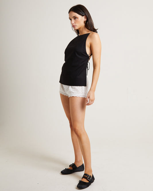Kaia Backless Tunic Top in Black BLACK