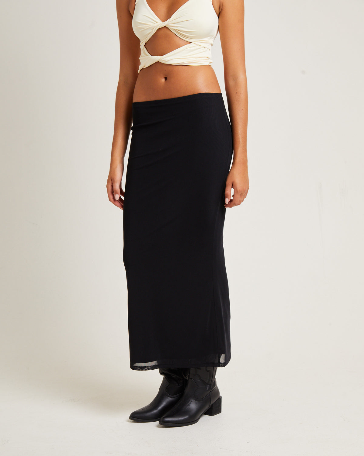 Marley Mesh Midi Skirt Black BLACK