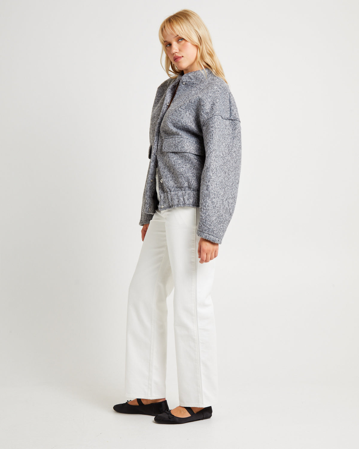 Boucle Bomber Jacket DARK GREY MARLE
