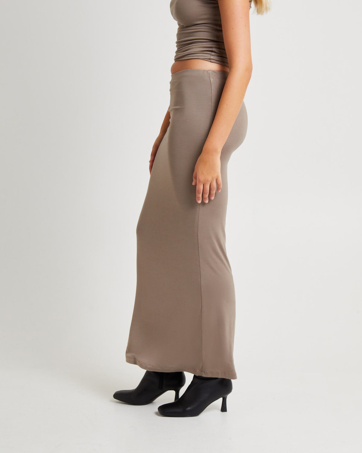 Dom Slinky Hipster Maxi Skirt TAUPE