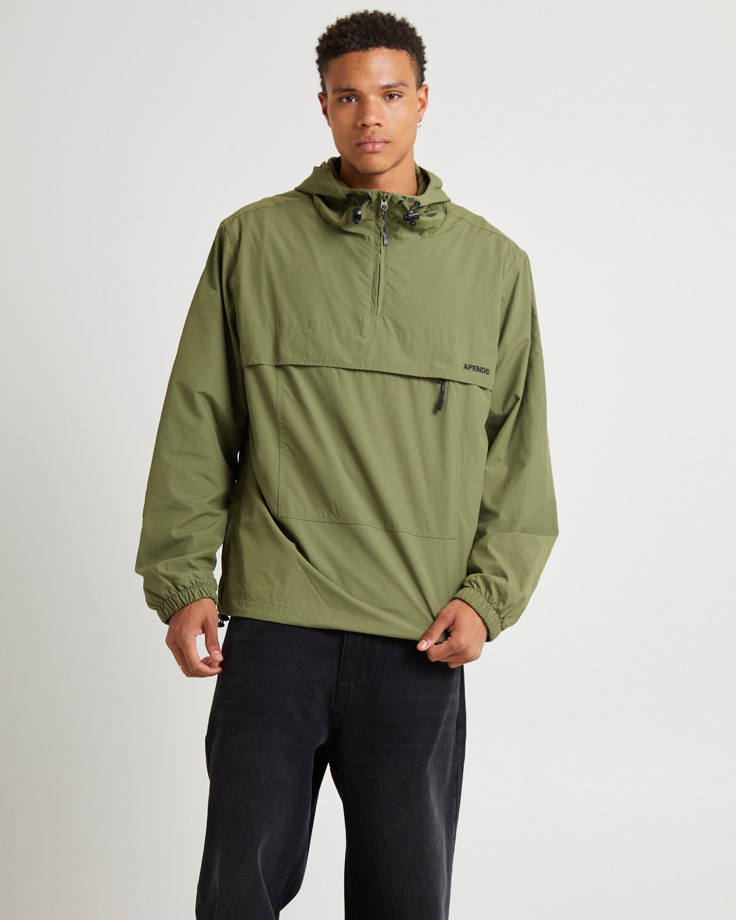System Recycled Water Resistant pray Anorak Jacket Military Green